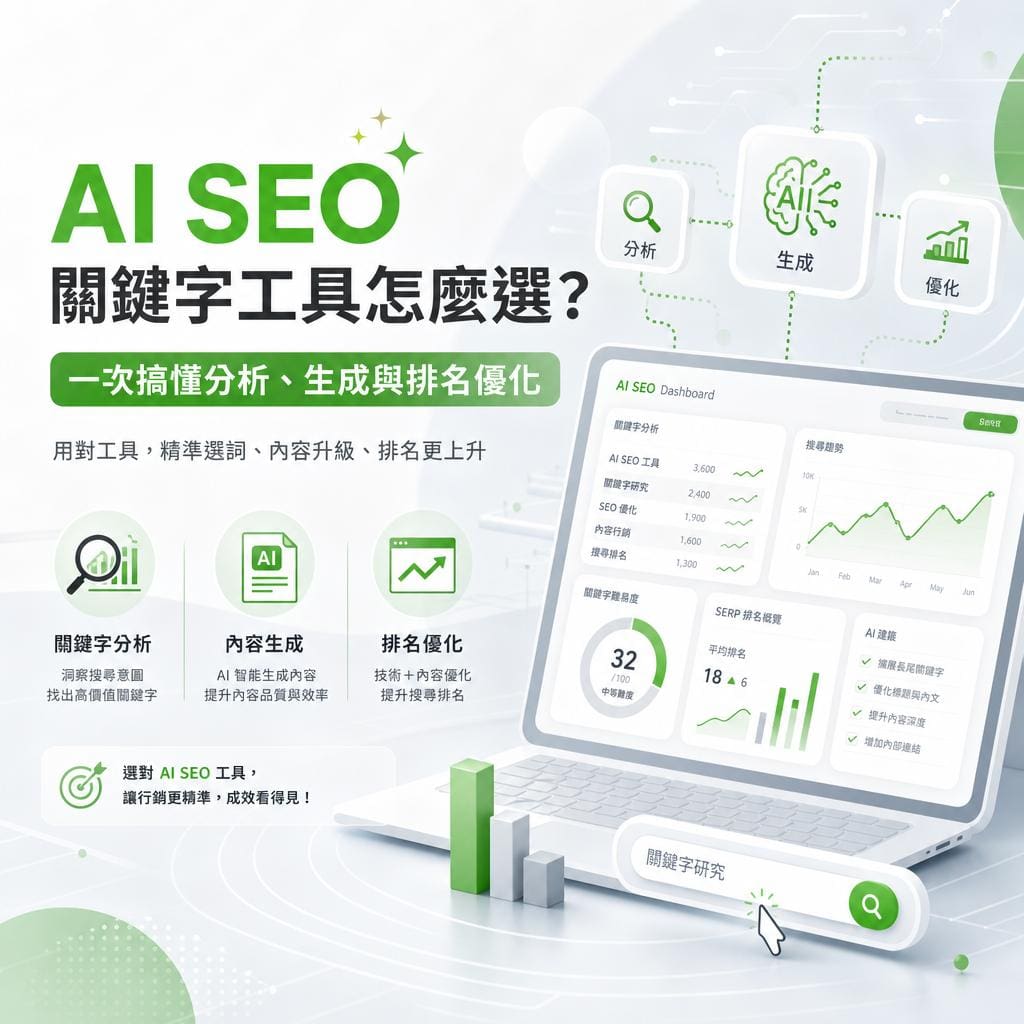 ai seo關鍵字工具怎麼選？一次搞懂分析、生成與排名優化