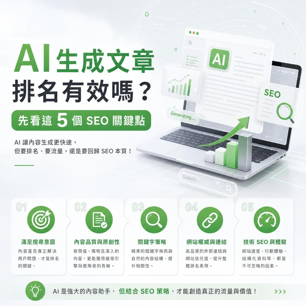 ai生成文章排名有效嗎？先看這 5 個 SEO 關鍵點
